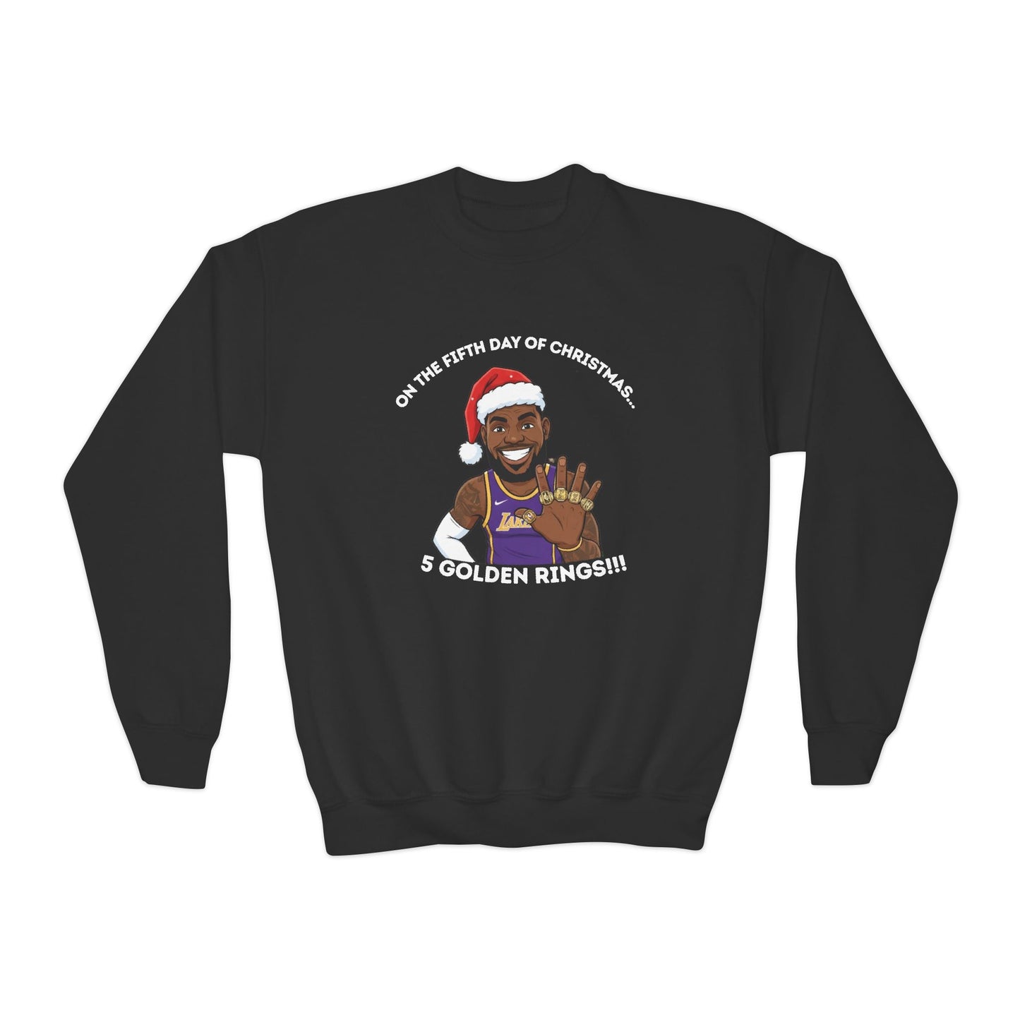 Youth - LeBron James 5 Golden Rings, Ugly Christmas Sweatshirt