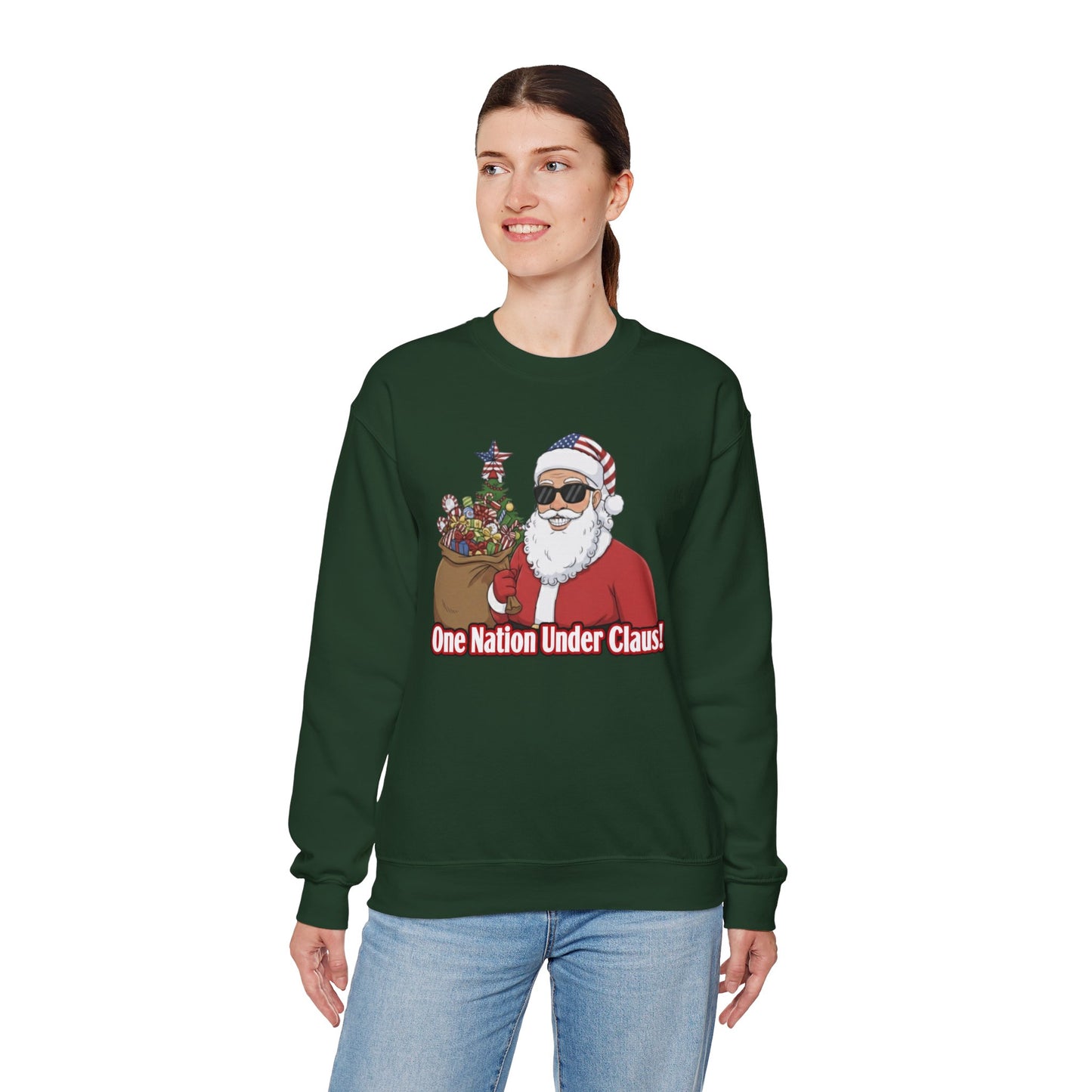 One Nation Under Claus Unisex Ugly Christmas Sweatshirt