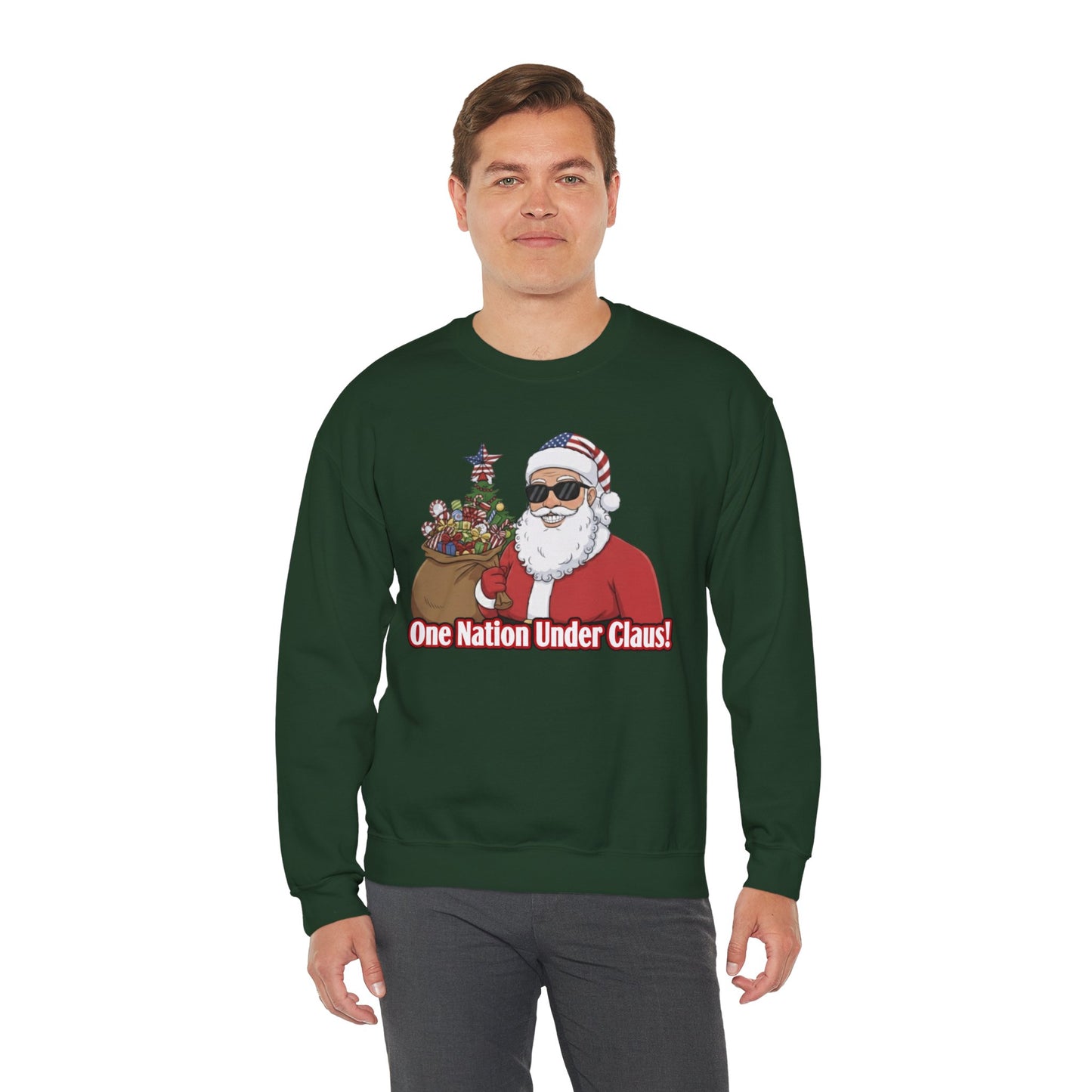 One Nation Under Claus Unisex Ugly Christmas Sweatshirt