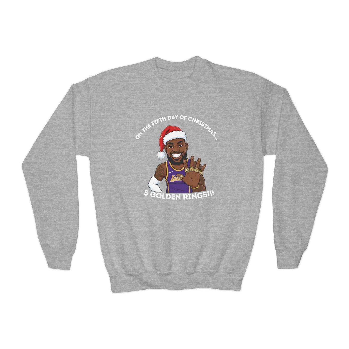 Youth - LeBron James 5 Golden Rings, Ugly Christmas Sweatshirt