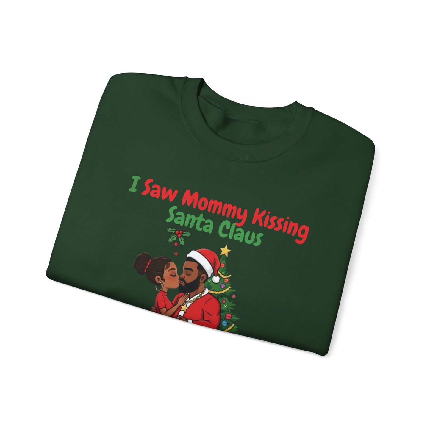 Mommy Kissing Santa Claus (Dark Tone) Unisex Ugly Christmas Sweatshirt