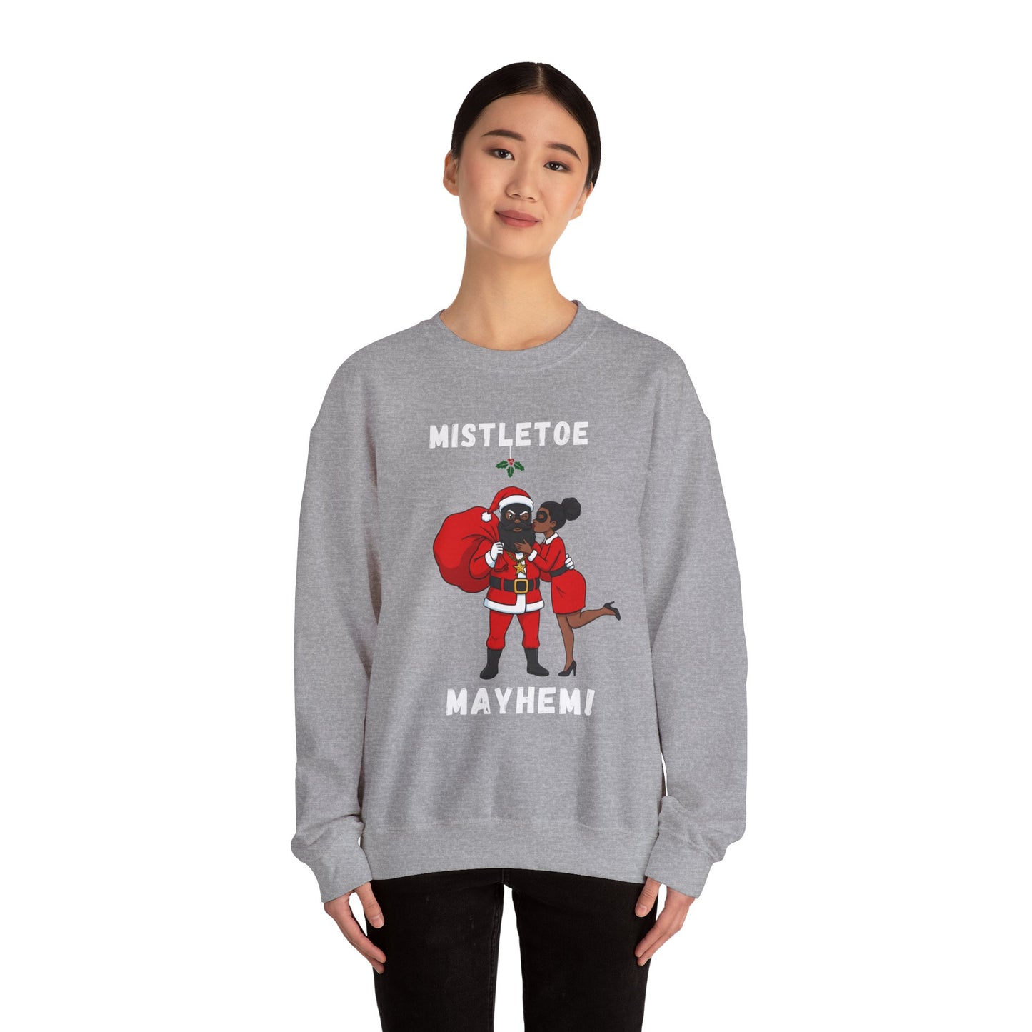 Mistletoe Mayhem (Dark Tone) Unisex Ugly Christmas Sweatshirt