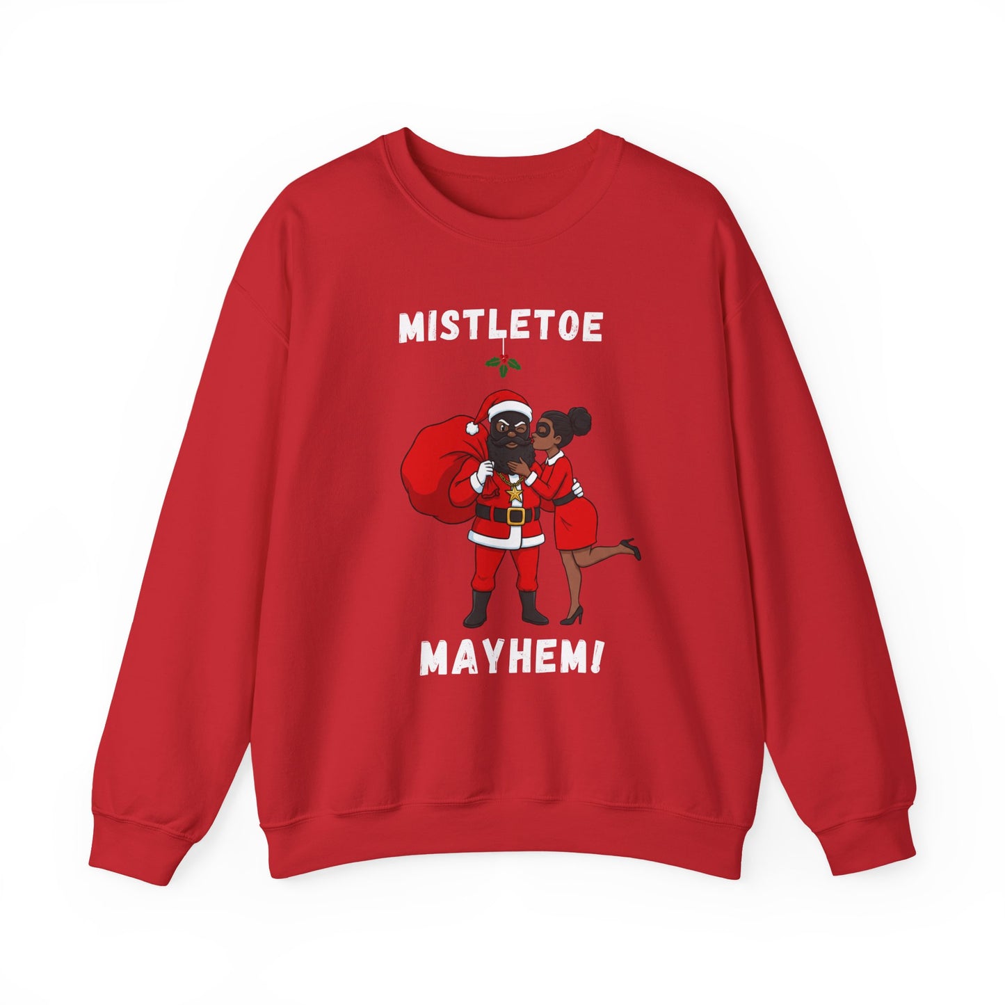 Mistletoe Mayhem (Dark Tone) Unisex Ugly Christmas Sweatshirt
