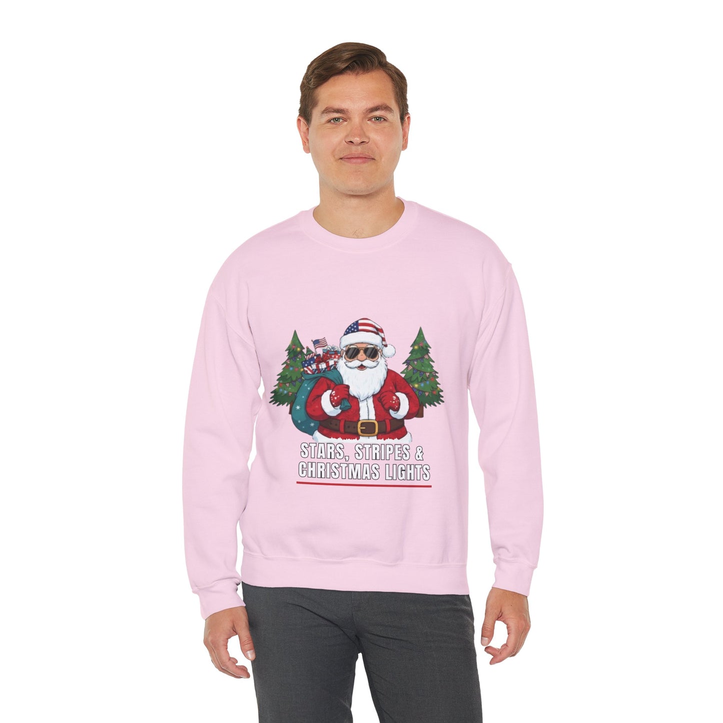 Stars, Stripes & Christmas Lights Unisex Ugly Sweatshirt