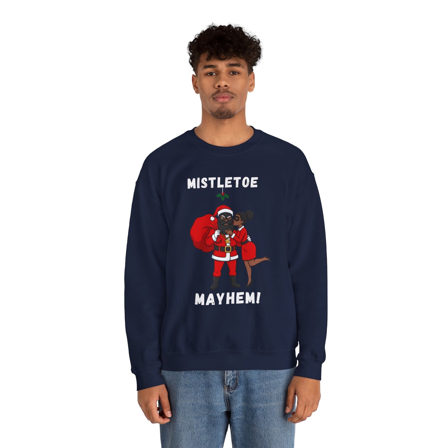Mistletoe Mayhem (Dark Tone) Unisex Ugly Christmas Sweatshirt