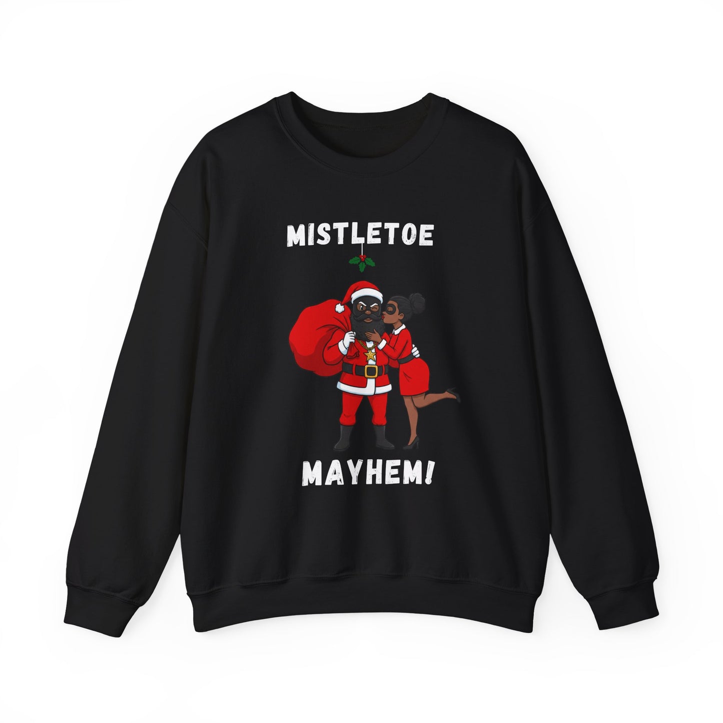 Mistletoe Mayhem (Dark Tone) Unisex Ugly Christmas Sweatshirt