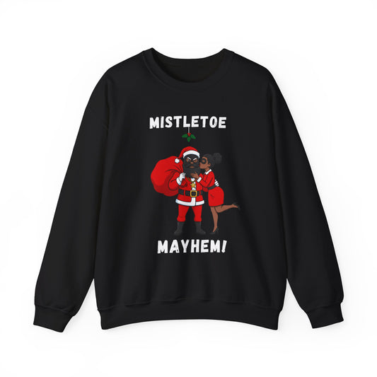 Mistletoe Mayhem (Dark Tone) Unisex Ugly Christmas Sweatshirt
