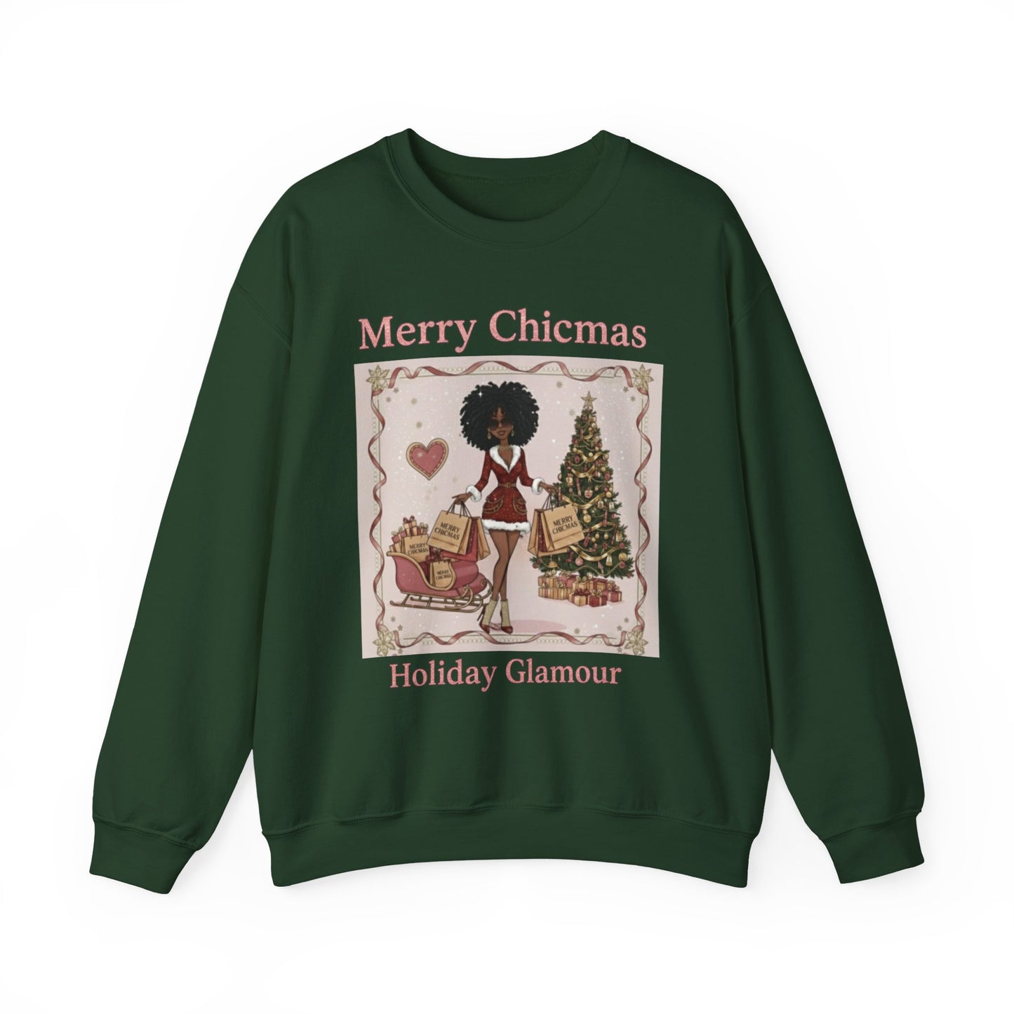 Merry Chicmas (Dark Tone) Unisex Ugly Christmas Sweatshirt