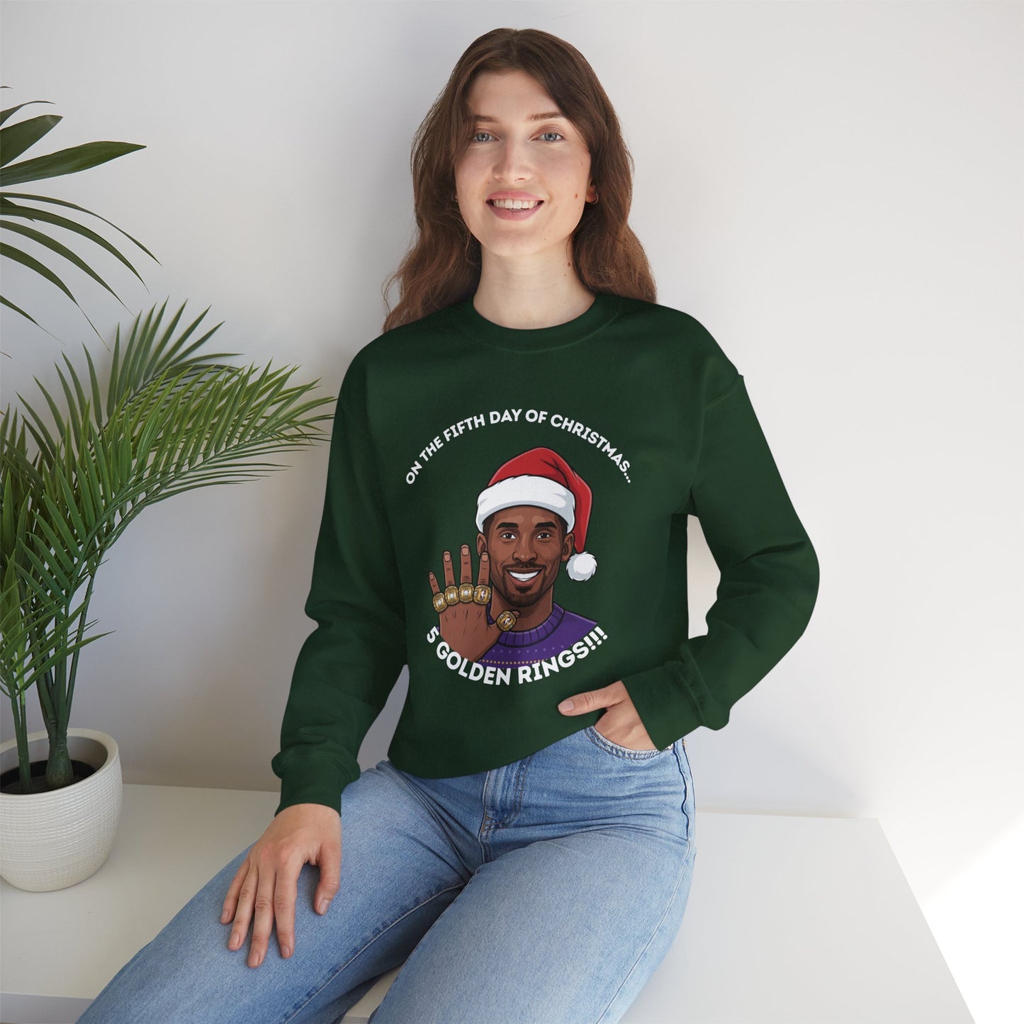 Kobe Bryant 5 Golden Rings Unisex Ugly Christmas Sweatshirt
