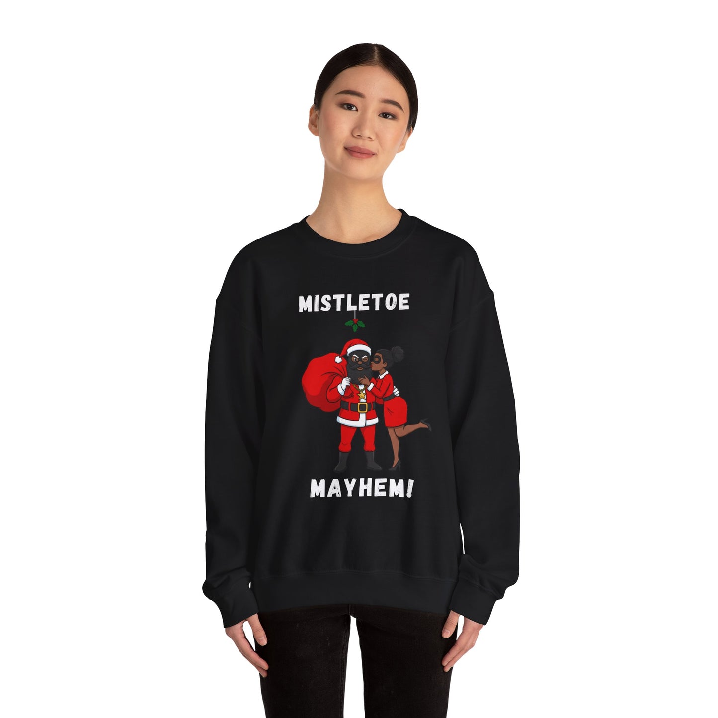 Mistletoe Mayhem (Dark Tone) Unisex Ugly Christmas Sweatshirt