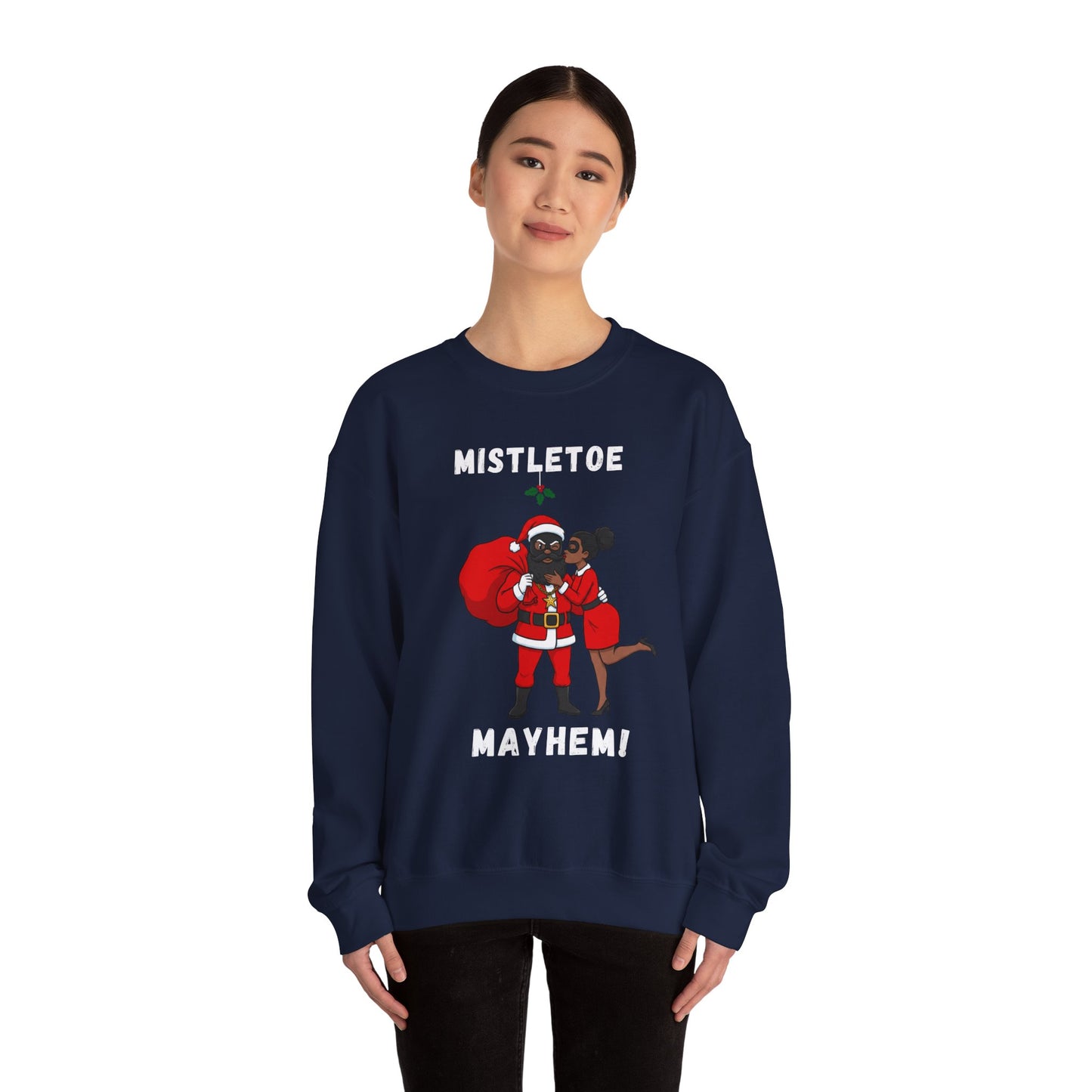 Mistletoe Mayhem (Dark Tone) Unisex Ugly Christmas Sweatshirt