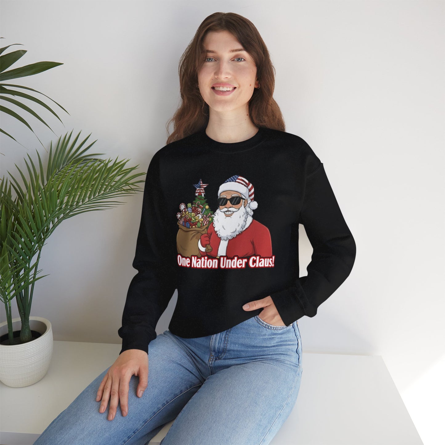 One Nation Under Claus Unisex Ugly Christmas Sweatshirt