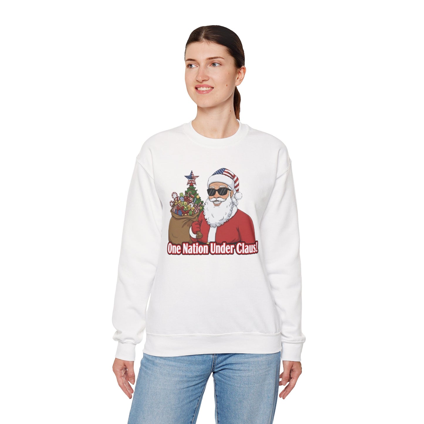 One Nation Under Claus Unisex Ugly Christmas Sweatshirt