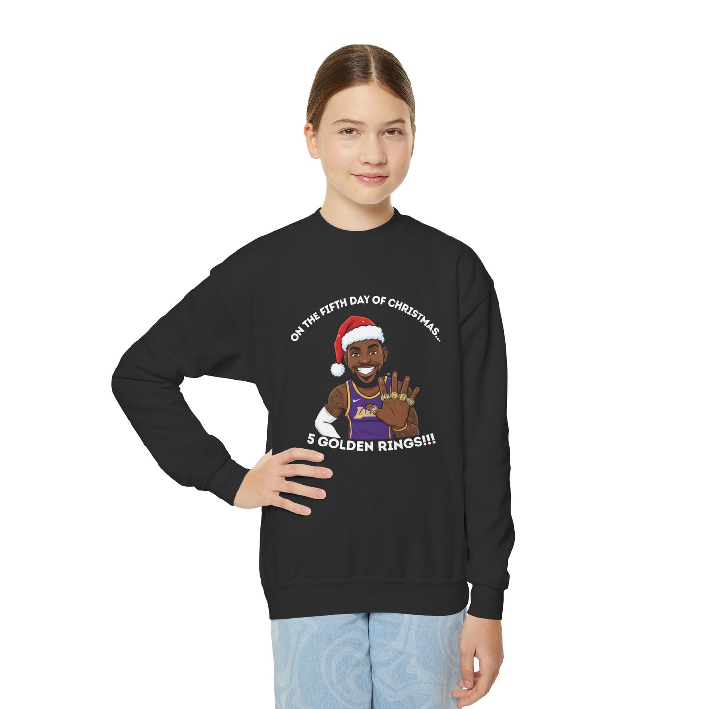 Youth - LeBron James 5 Golden Rings, Ugly Christmas Sweatshirt